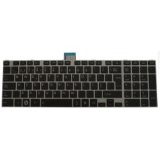 Teclado Toshiba Satellite / Pro L850 | L855 | C850 | C855 | C855D | C870 | P850 | P855 | P870 | P875  - Moldura Prata / Teclas Pretas